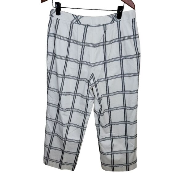Talbots windowpane high waist wide leg  crop Pants slacks size 12 - Picture 2 of 5